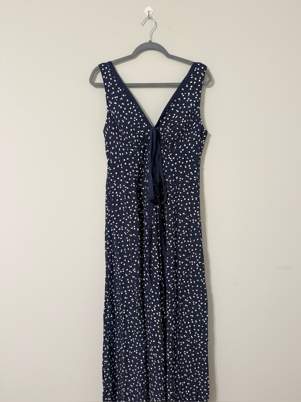 Anthropologie HD in Paris Tallulah Polka Dot Navy Wide Leg Jumpsuit - Picture 3 of 9